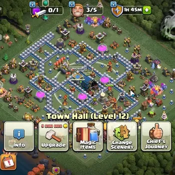 Clash of Clans Accounts High-End LV 92|TH 12-BH 5|HH 6|Limited Skin|BK 49,AQ 50,GW 20,MP 31|Free CN OFF|Protect ON|Take