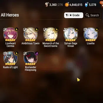 Epic Seven Accounts High-End GLOBAL UnVerif|7 ML(Lisete,Monarch ISeria,RueleLight,etc)+AWHwayung,Hecate,TA Coli,Etc|Abys F