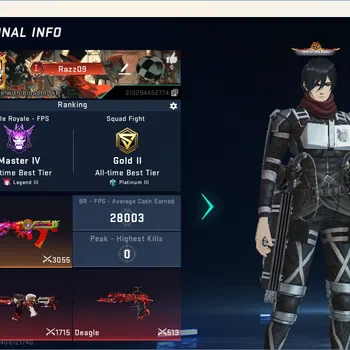 Blood Strike Accounts Others ASIA | 1 Eternal: Desert Eagle|AOT RAN-Mikasa Angel|4 Collab Guns|4 Ultra Guns|3 Ultra