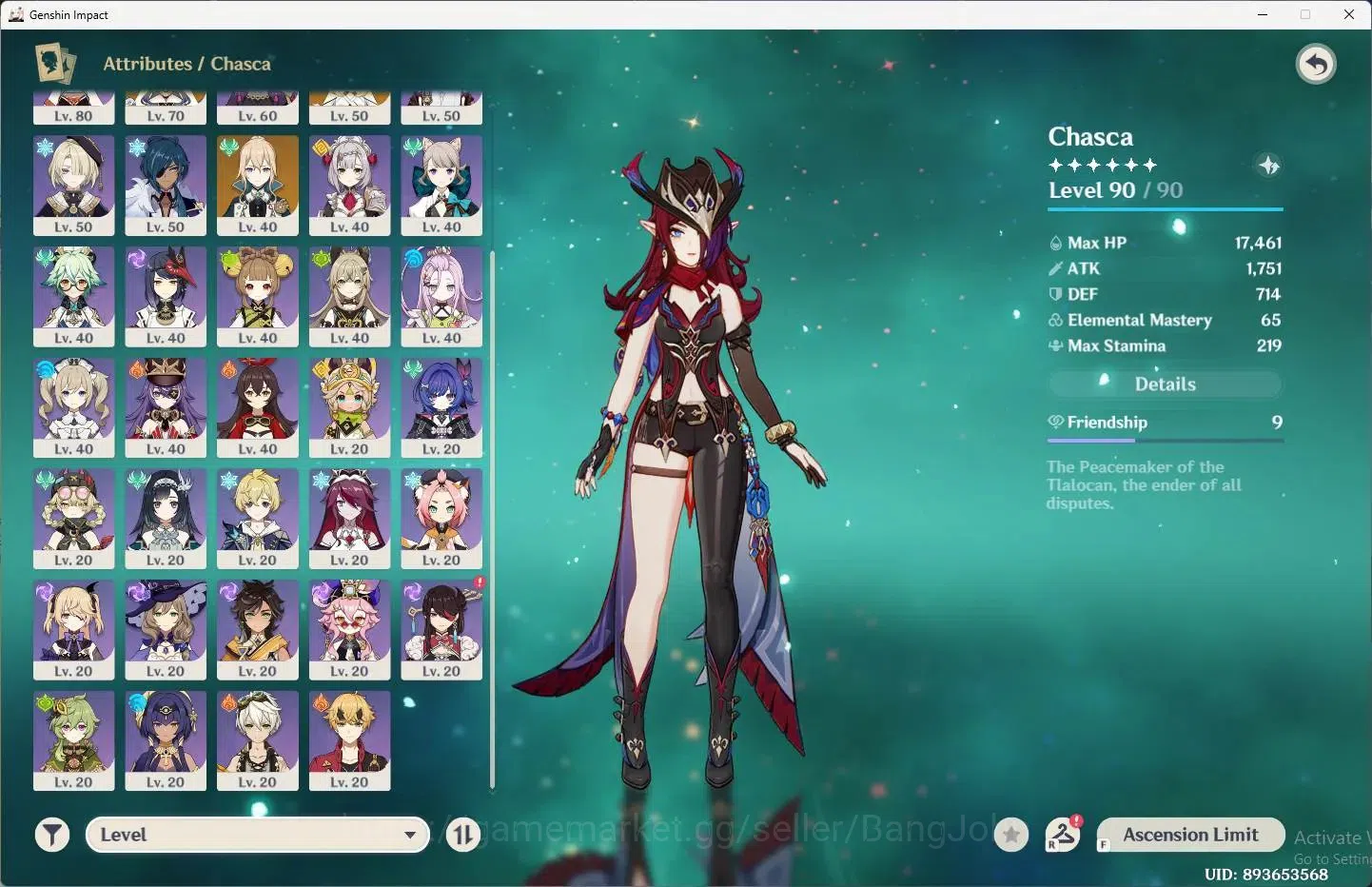 Genshin Impact Accounts Others ASIA |AR 53|3 Limit + 2 Charstd|Limit (Chasca C1,Nicole,Lauma)|STD (Tighanari,Jean)| MC 3
