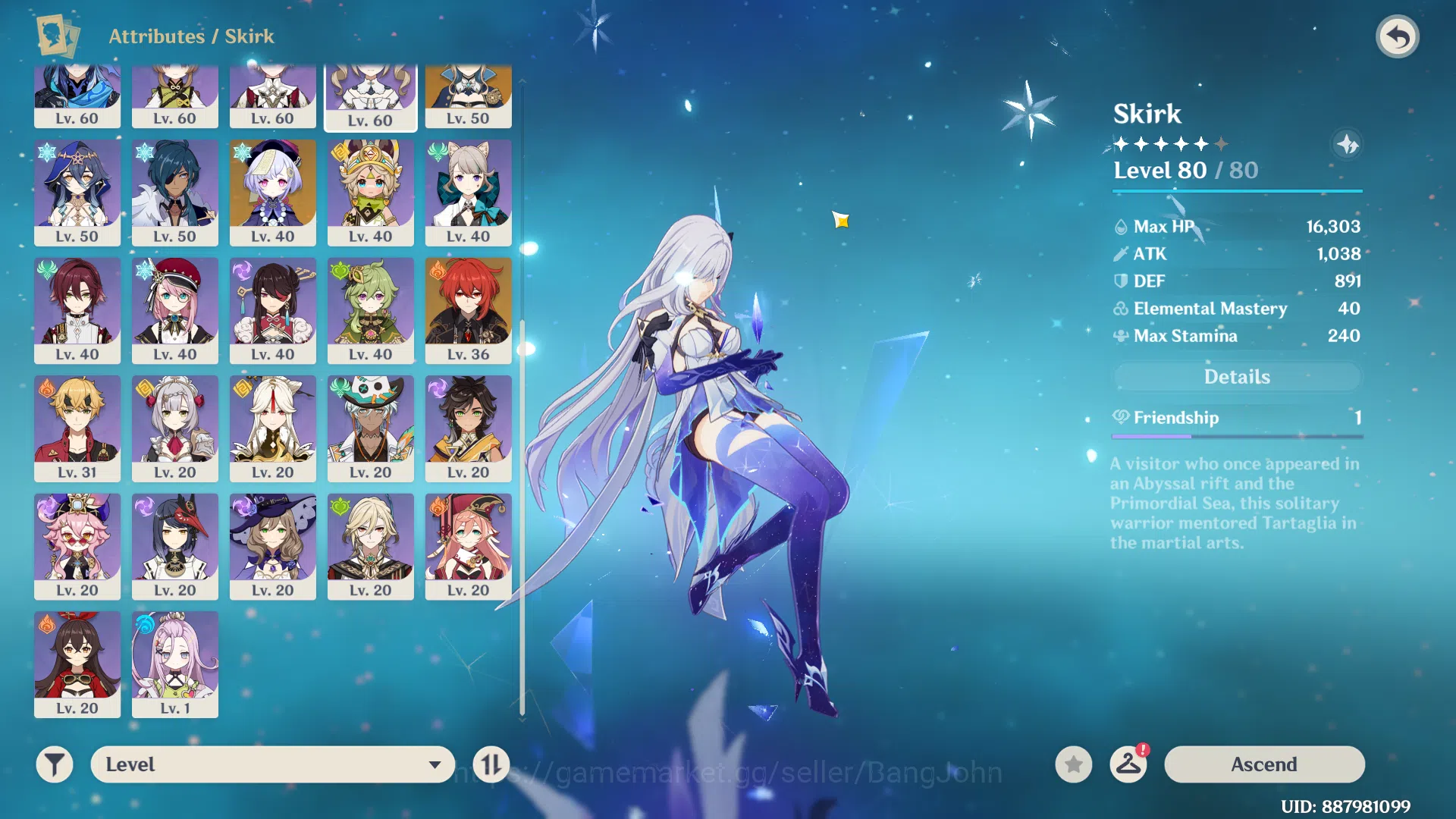 Genshin Impact Accounts Others ASIA | AR 55 | MC  Lumine | 10 Limit, Skirk, Mavuika, Kazuha, Wanderer, Keqing, Jean, Cici 3