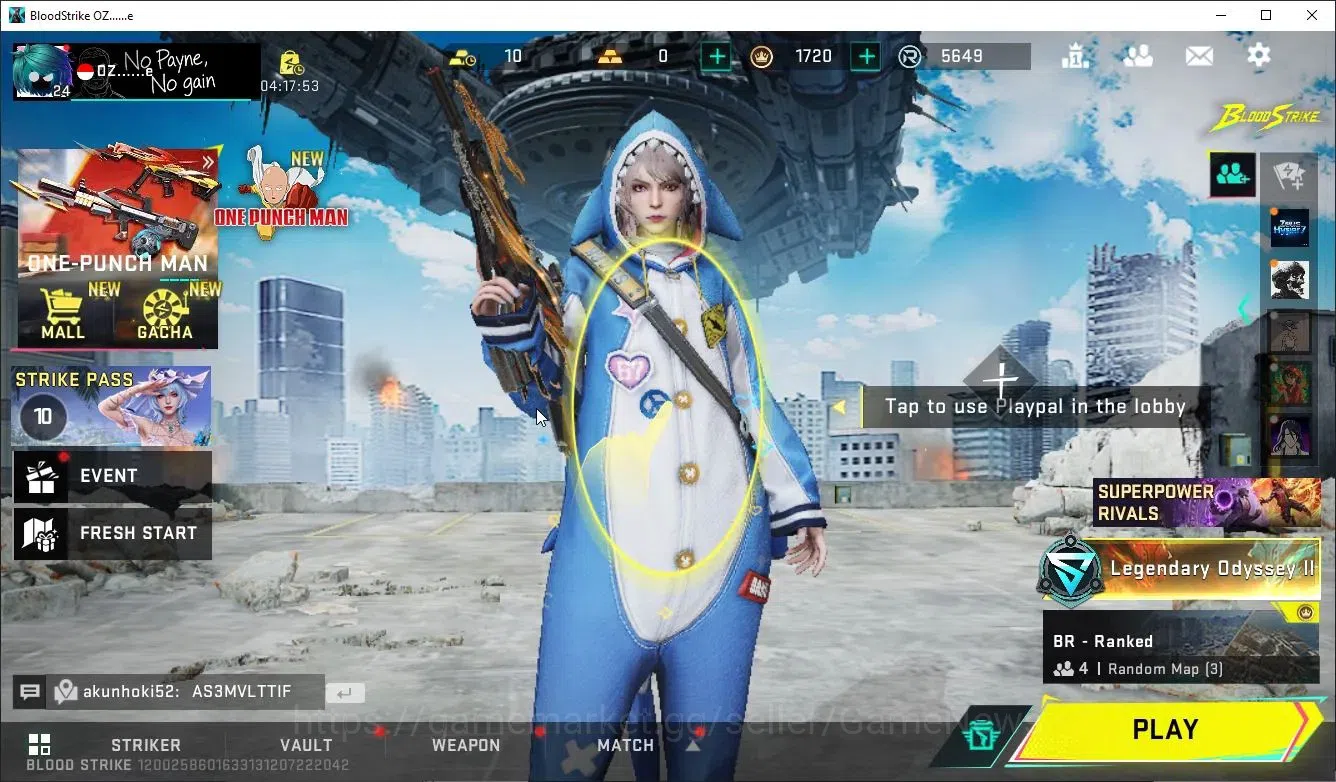 Blood Strike Accounts Collab Skin ASIA|Collab OPM-SKS Mumen,EnZo-Kraken,TokRev FN2000+1 ULTRA Origin12|Limited 1