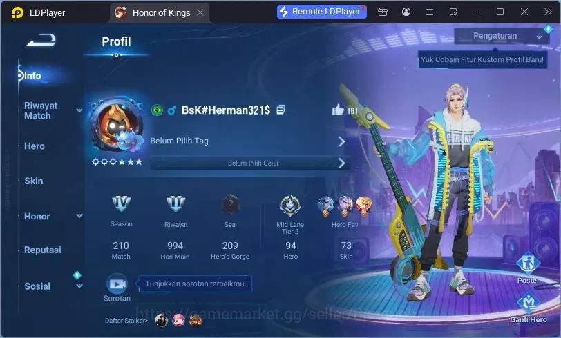 Honor of Kings Accounts Global Hero73 Skin94 |LNY2024 DaQiao|KIC Luna|Limi image 2