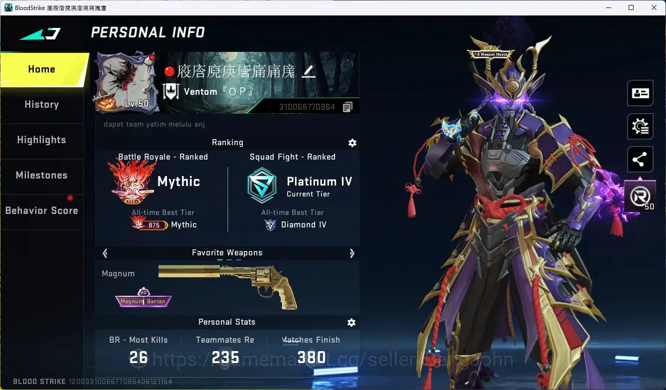 Blood Strike Accounts ASIA|1 Eternal: Desert Eagle-Scorpius|8 Collab Gun image 1