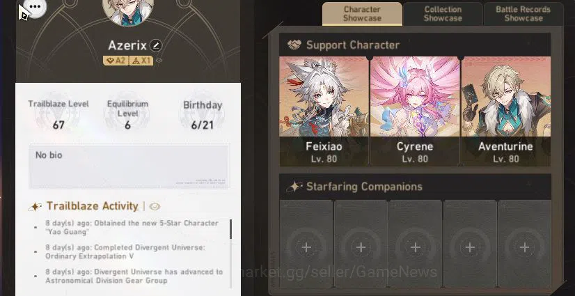 Honkai Star Rail Accounts Asia|TL 67|9 Limited|[Feixiao,Yaoguang,Cyrene]+Sig image 2