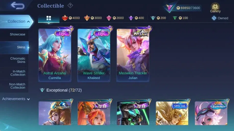 Mobile Legends: Bang Bang Accounts Collector Global|Skin 314|Renowned|KOF Karina,Collector Natalia,LBox 14