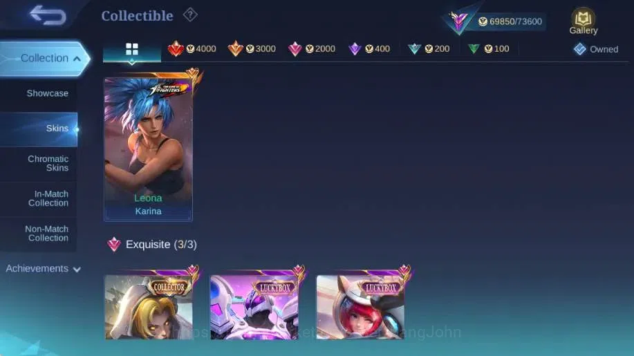 Mobile Legends: Bang Bang Accounts Collector Global|Skin 314|Renowned|KOF Karina,Collector Natalia,LBox 5