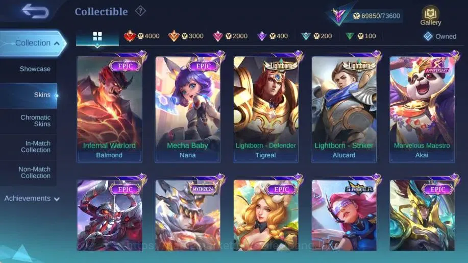 Mobile Legends: Bang Bang Accounts Collector Global|Skin 314|Renowned|KOF Karina,Collector Natalia,LBox 7