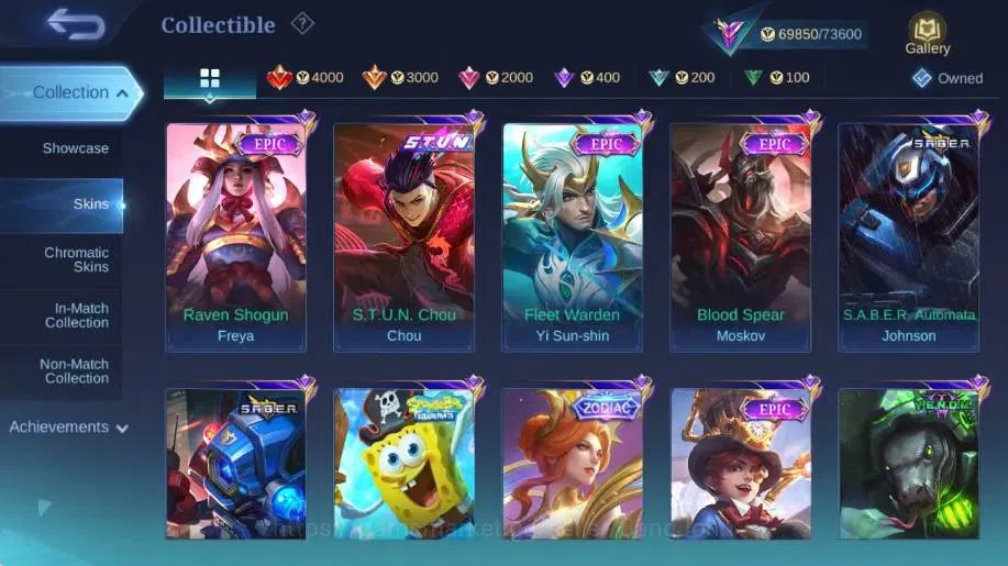 Mobile Legends: Bang Bang Accounts Collector Global|Skin 314|Renowned|KOF Karina,Collector Natalia,LBox 9