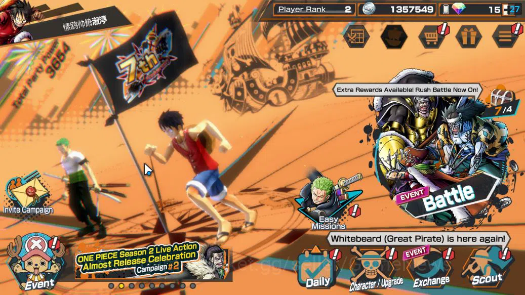 One Piece Bounty Rush Accounts Starter Global|4 EX|5Elders Saturn,[Borsalino],GP Edward Newgate,BP Kuzan|Rank