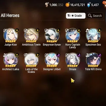 Epic Seven Accounts High-End GLOBAL UnVerif|New Era|10 ML(Tidal Elvira,LOTScales,Emp Ilynav,etc)+Aubade,Setsuka,etc|Abys F