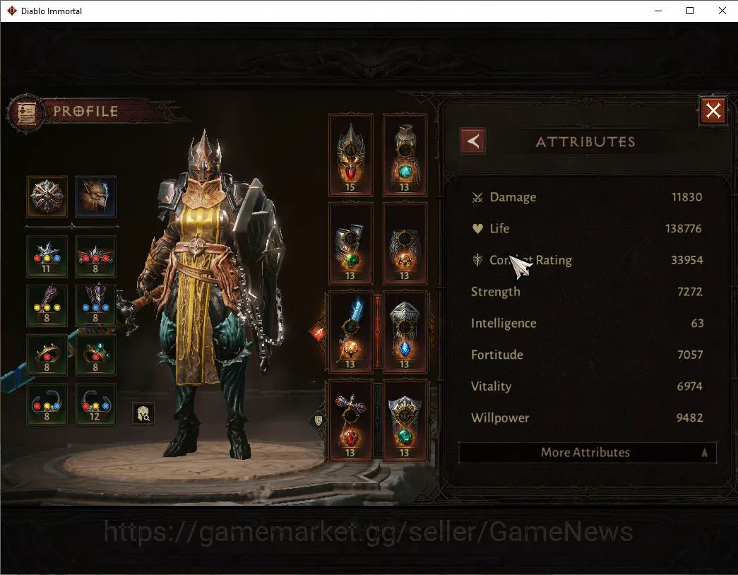 Diablo Immortal Accounts Mid-Tier SEA -Anu | Lv60 (492) | Crusader|33k CR | Reso 480 | Paragon Maledictor | Inferno I | Hell 3