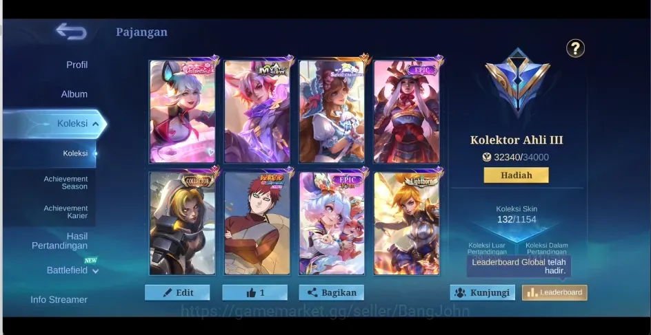 Mobile Legends: Bang Bang Accounts Others Global|132S|Expert|Valentine Fanny,Sanrio Floryn,Epic Nana Freya Change,VNM Harley 1
