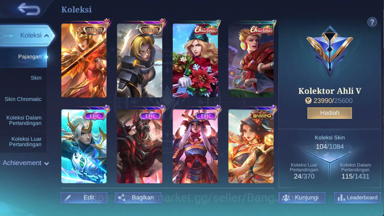 Mobile Legends: Bang Bang Accounts hero 85 skin 104 cc pharsa, saber rafaela, epic ir image 2