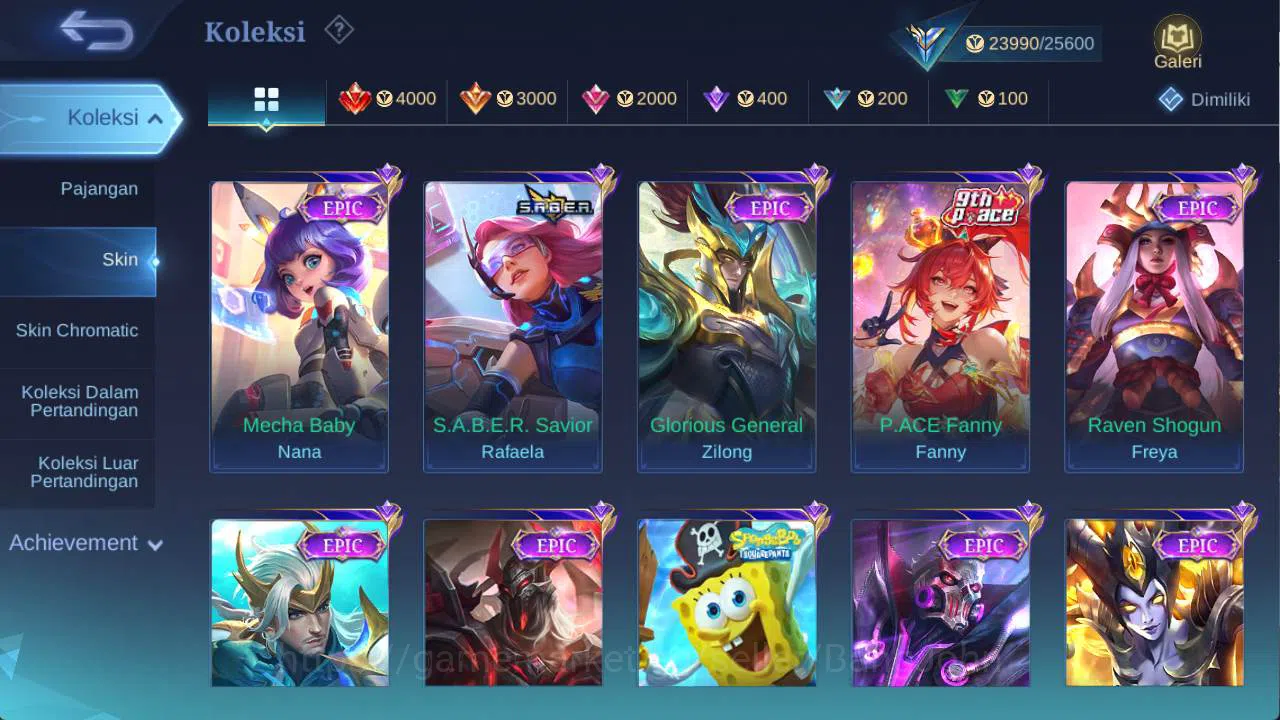 Mobile Legends: Bang Bang Accounts hero 85 skin 104 cc pharsa, saber rafaela, epic ir image 4