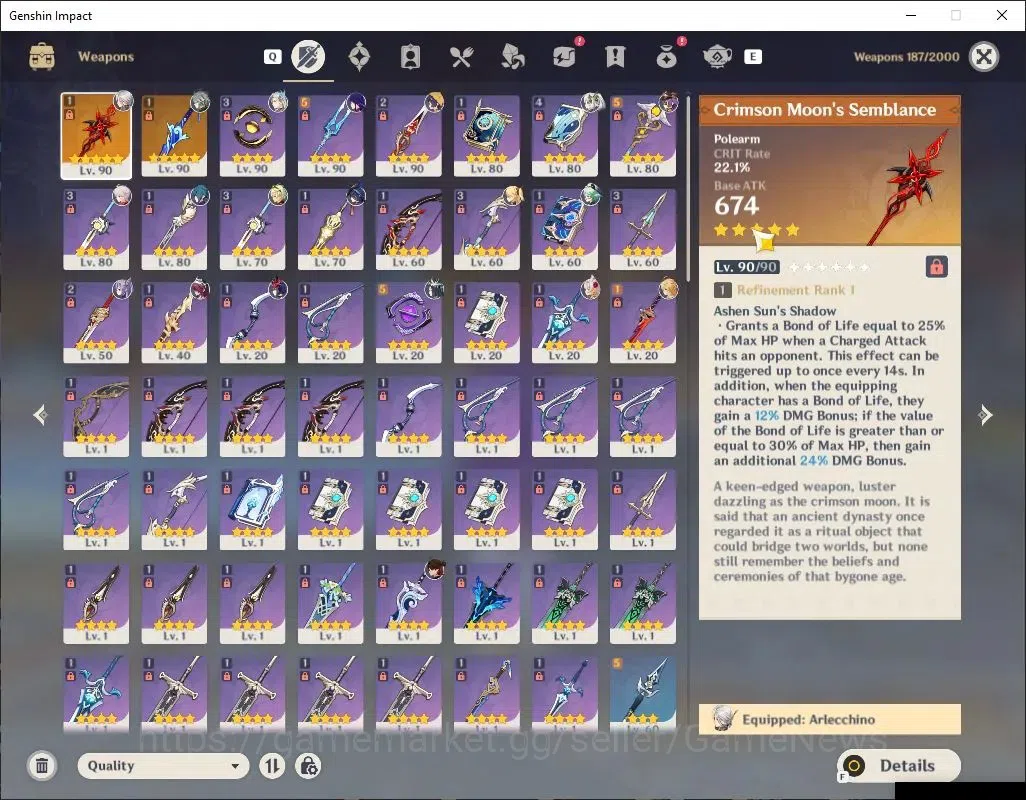 Genshin Impact Accounts Asia|AR 56|7 Limited + 2(*5 Weapon)|Arlecc C1+Sign image 7