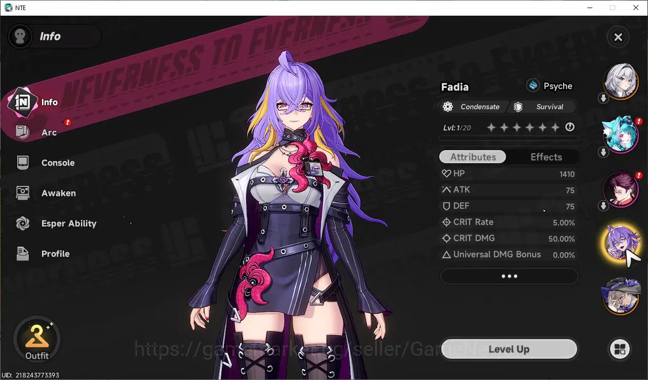 Neverness to Everness Accounts GLOBAL EU|HL 3|3 SSR Lacrimosa,Fadia,Jiuyuan|1 SSR image 4