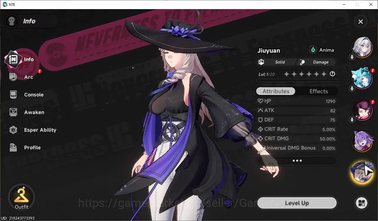 Neverness to Everness Accounts GLOBAL EU|HL 3|3 SSR Lacrimosa,Fadia,Jiuyuan|1 SSR image 5