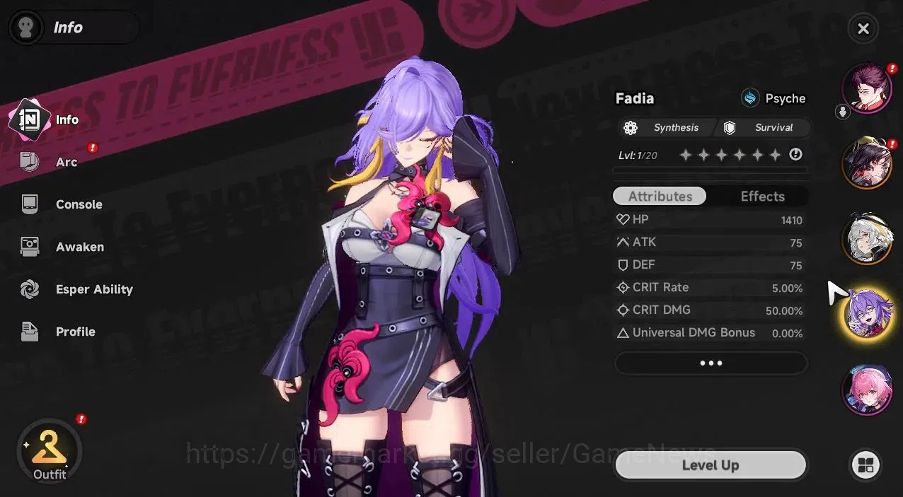 Neverness to Everness Accounts Global NA|HL 3|3 SSR [Hotori,Hathor,Fadia]+1 S-Class Char Box|6 SR [Mint,Haniel,Etc]|Orchid 3