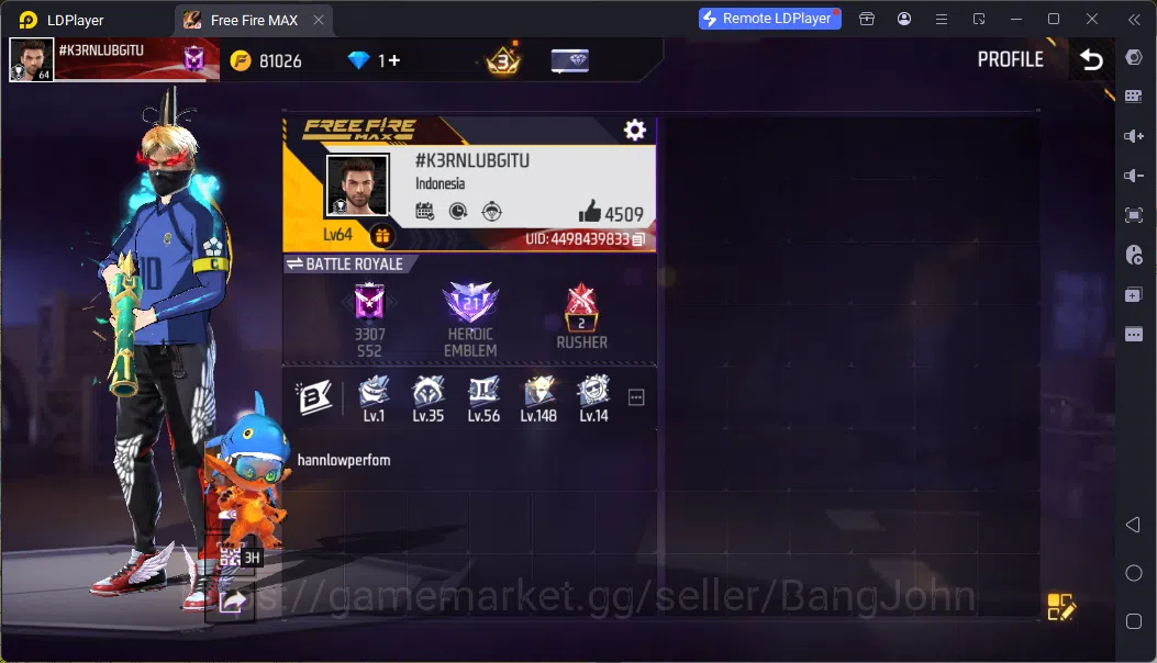 Free Fire Accounts Indonesia | 3 EVO (AK47 Lv4,MP5 Lv7,THOMPSON Lv4)| M1887-Emerald Power, 3 Skins More | Check SS FF867B 1