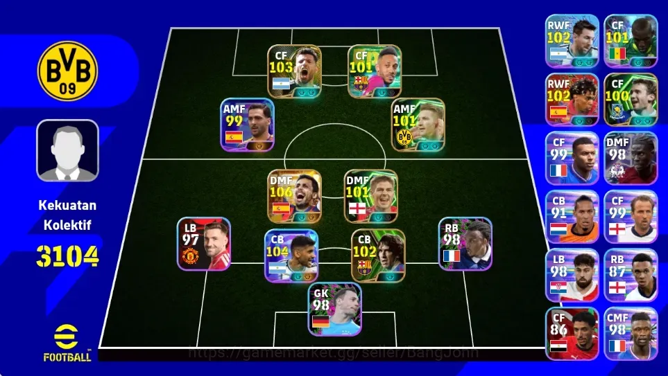 eFootball Accounts Legends & Iconic Players Android|PW 3104|BigT Rodri,Epic MarcoReus Puyol Gerrard Aguero Shevchenko,Showt 1