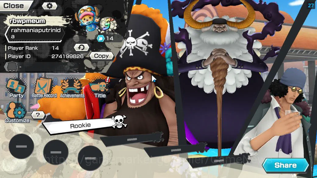 One Piece Bounty Rush Accounts Starter Global|3 EX|4Emperor Teach,BP Kuzan,5Elder Saturn|Rank 14|LogBandai|CheckSS(OPBR1951) 2