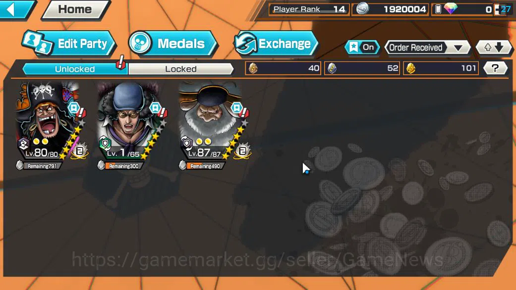 One Piece Bounty Rush Accounts Starter Global|3 EX|4Emperor Teach,BP Kuzan,5Elder Saturn|Rank 14|LogBandai|CheckSS(OPBR1951) 3
