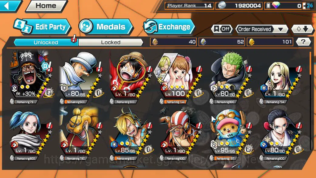 One Piece Bounty Rush Accounts Starter Global|3 EX|4Emperor Teach,BP Kuzan,5Elder Saturn|Rank 14|LogBandai|CheckSS(OPBR1951) 4