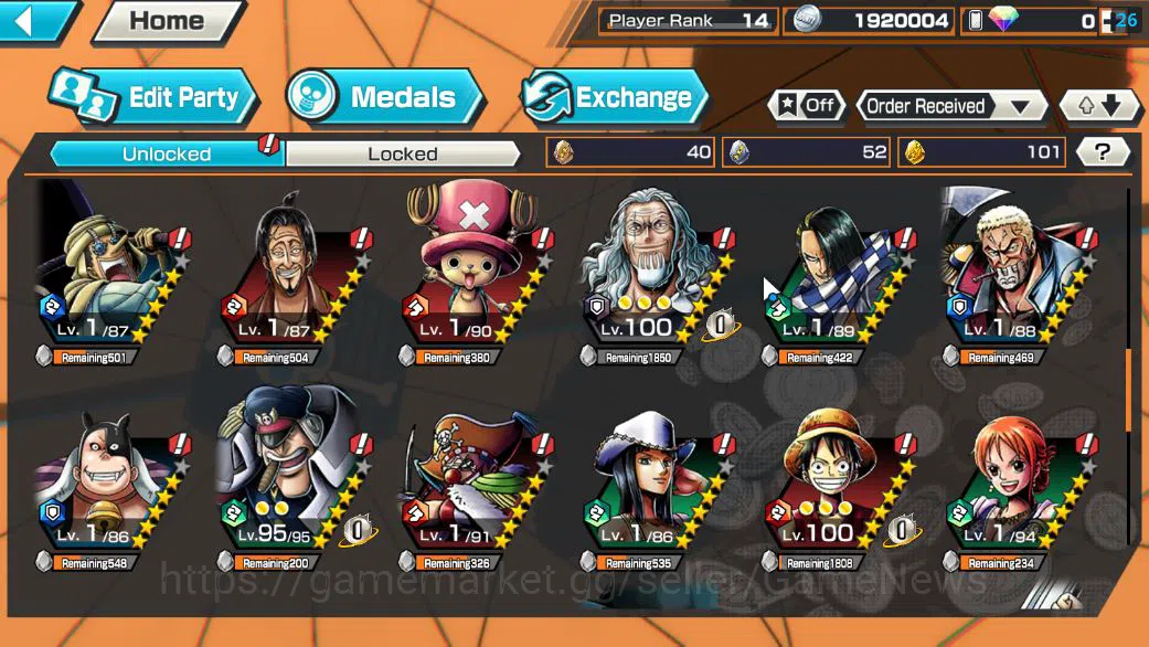 One Piece Bounty Rush Accounts Starter Global|3 EX|4Emperor Teach,BP Kuzan,5Elder Saturn|Rank 14|LogBandai|CheckSS(OPBR1951) 6