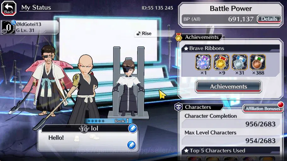 Bleach: Brave Souls Accounts [GBL]50K Orb|TYBW26(Aizen,Ikkaku,Shunsui),Rukia 10 image 2
