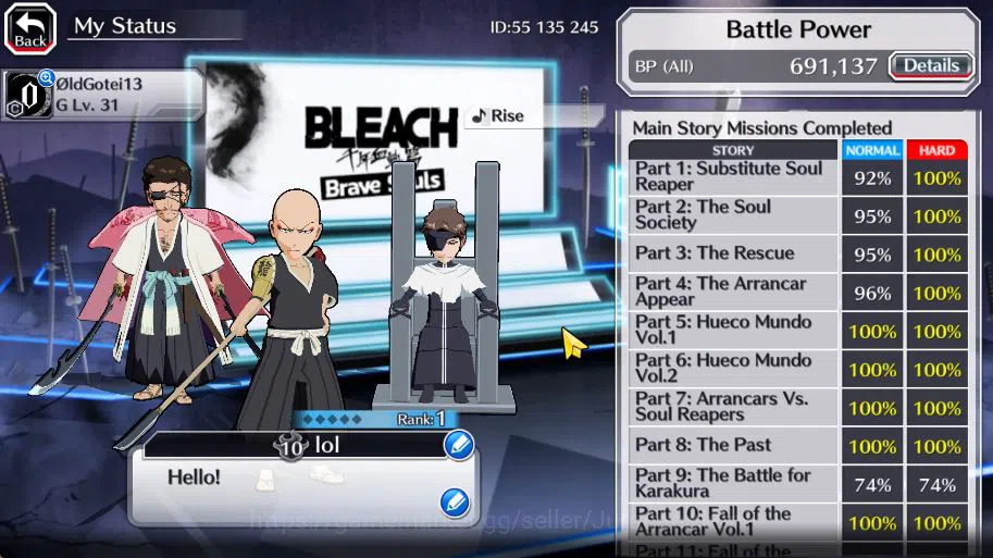 Bleach: Brave Souls Accounts [GBL]50K Orb|TYBW26(Aizen,Ikkaku,Shunsui),Rukia 10 image 3