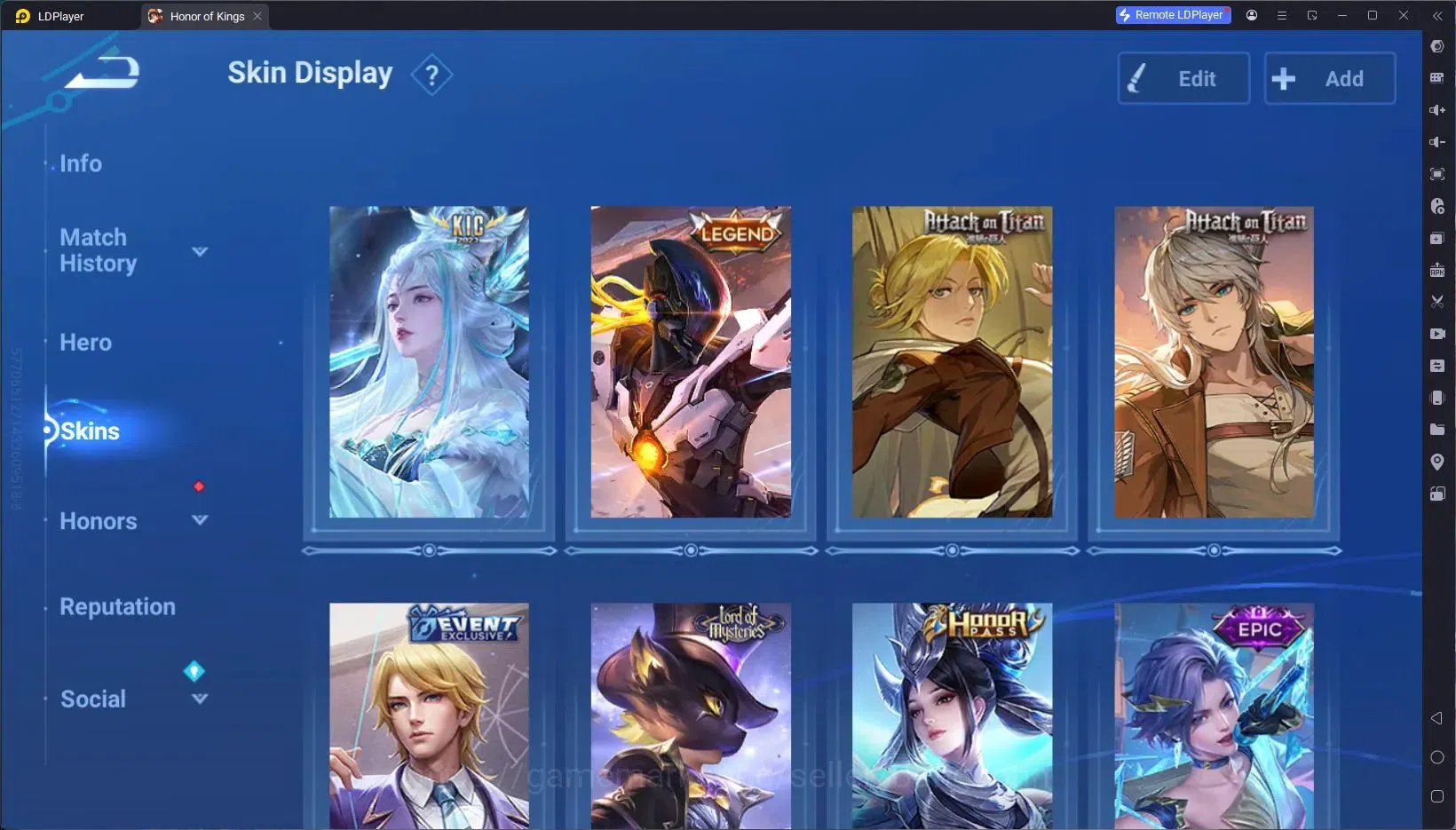 Honor of Kings Accounts Global | 58H 27S | KIC Luna, LEGEND Hou Yi, Collab image 7