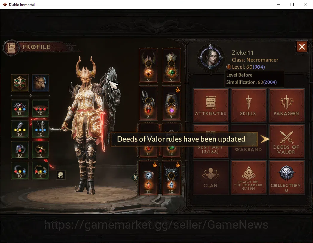 Diablo Immortal Accounts SEA - Enigma|CS ON|Lv60(904)|Necromancer |CR 41k|R image 13