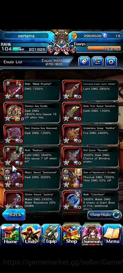 Grand Summoners Accounts Global|1 Sp Art|Rank 104|21 Ascend+7 TW|(Chloe,DL image 12