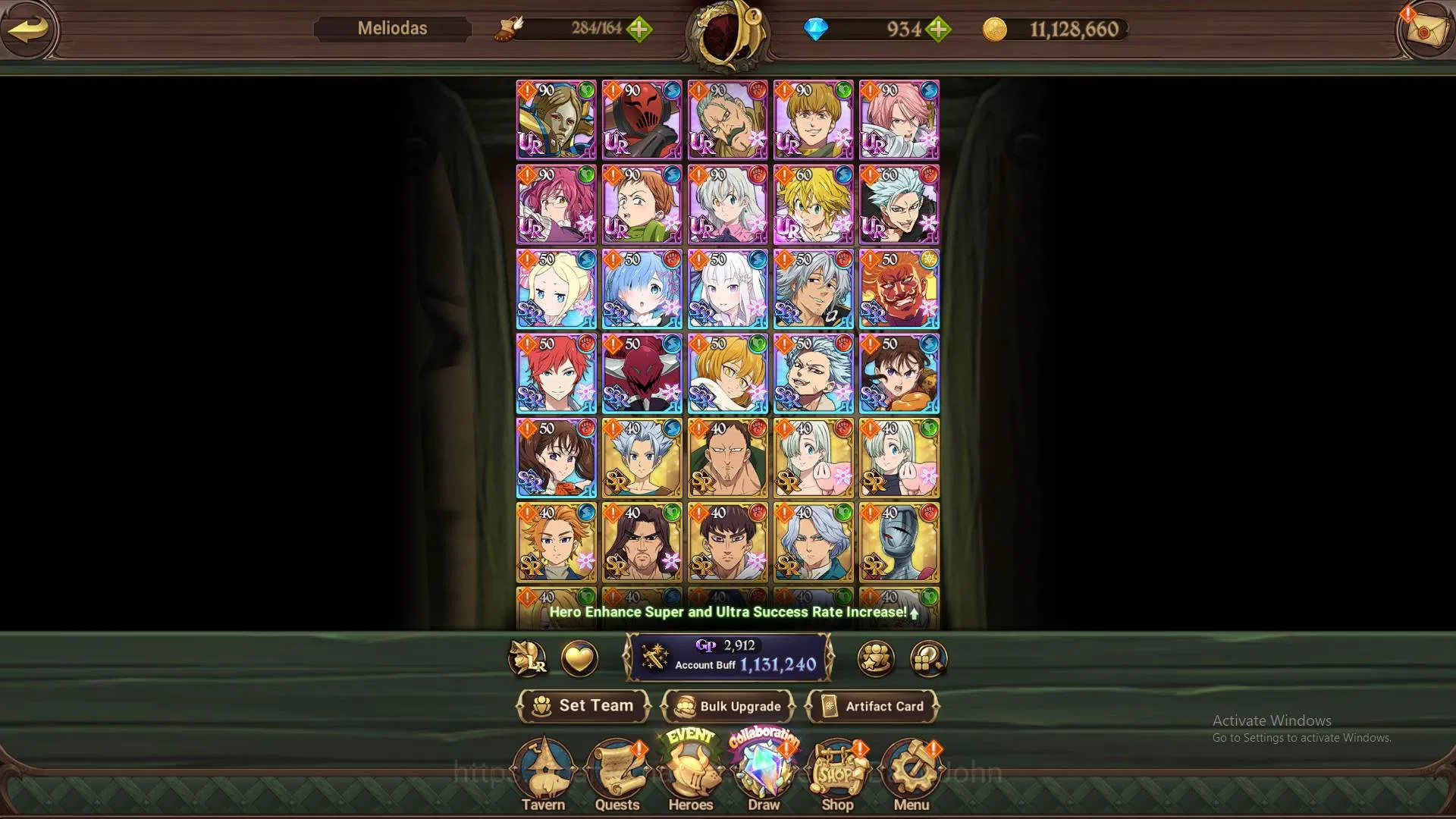 The Seven Deadly Sins: Grand Cross Accounts GLOBAL | 1,1 M CC | Collab Re-Zero UR (Emilia Pris image 5