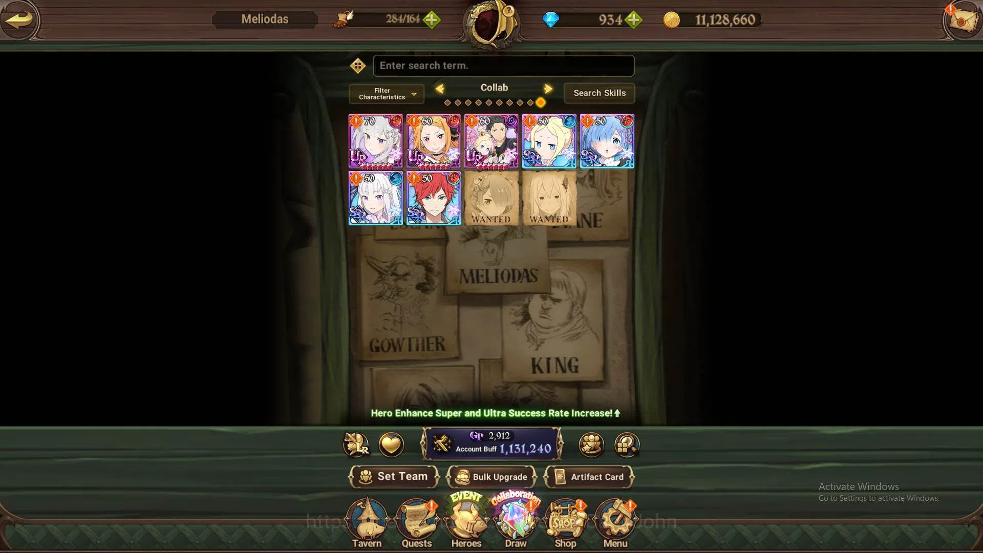 The Seven Deadly Sins: Grand Cross Accounts GLOBAL | 1,1 M CC | Collab Re-Zero UR (Emilia Pris image 8