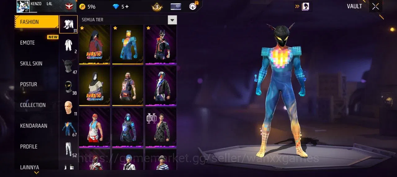 Free Fire Accounts Indonesia | AKUN LVL 47 VAULT 67 EMOTE 22 KATANA LOBY 1 FIST 1 TAS 16 SKYWING 1 WEAPON 79 | W364 2