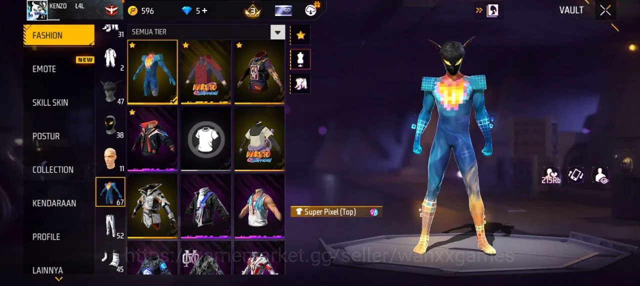 Free Fire Accounts Indonesia | AKUN LVL 47 VAULT 67 EMOTE 22 KATANA LOBY 1 FIST 1 TAS 16 SKYWING 1 WEAPON 79 | W364 3