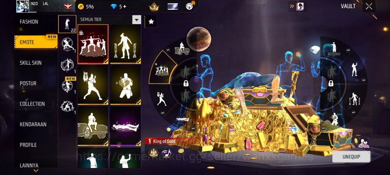 Free Fire Accounts Indonesia | AKUN LVL 47 VAULT 67 EMOTE 22 KATANA LOBY 1 FIST 1 TAS 16 SKYWING 1 WEAPON 79 | W364 4