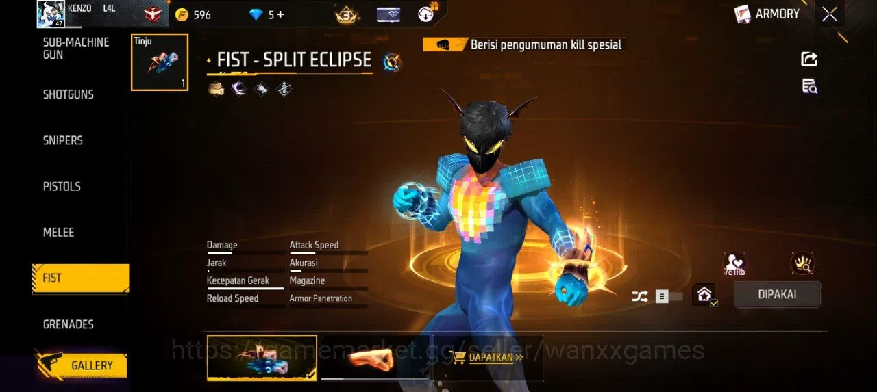 Free Fire Accounts Indonesia | AKUN LVL 47 VAULT 67 EMOTE 22 KATANA LOBY 1 FIST 1 TAS 16 SKYWING 1 WEAPON 79 | W364 6