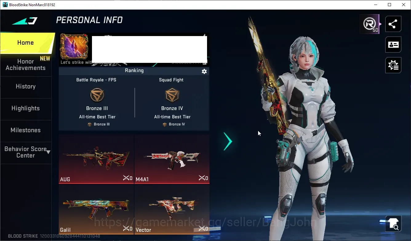 Blood Strike Accounts Others ASIA | 1 Ultra Melee: Katar-Selachian|1 Eternal Gun: AUG-Empyrean|1 AOT Gun: M4A1|2 Ultra Gun|2 1