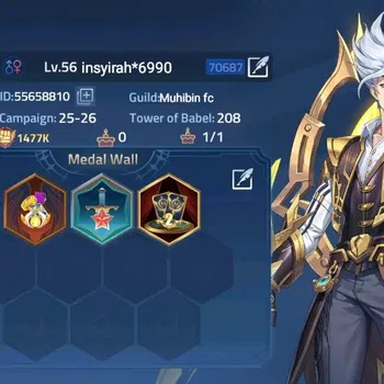 Mobile Legends: Adventure Accounts Global | LV 56 | 1477K Power | Vip4 | Camp 25-26 | Hero 68 | 40 SSR | Detail Check SS