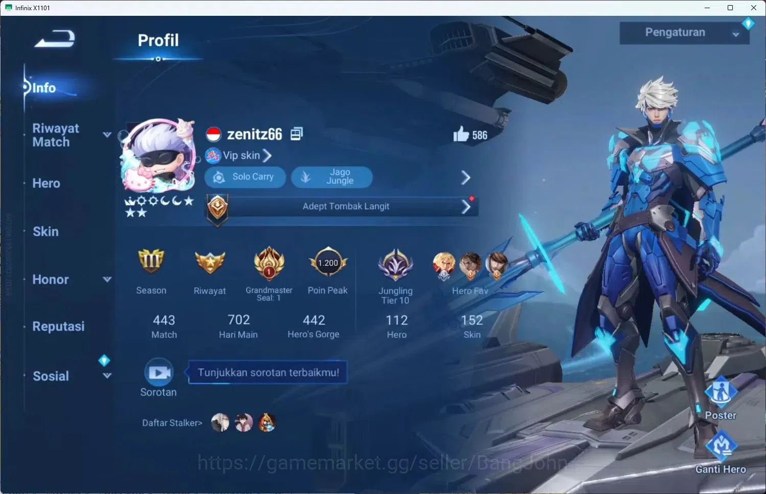 Honor of Kings Accounts Global|112H 152S|Legend Lady Sun,LNY2024 Da Qiao,E image 1