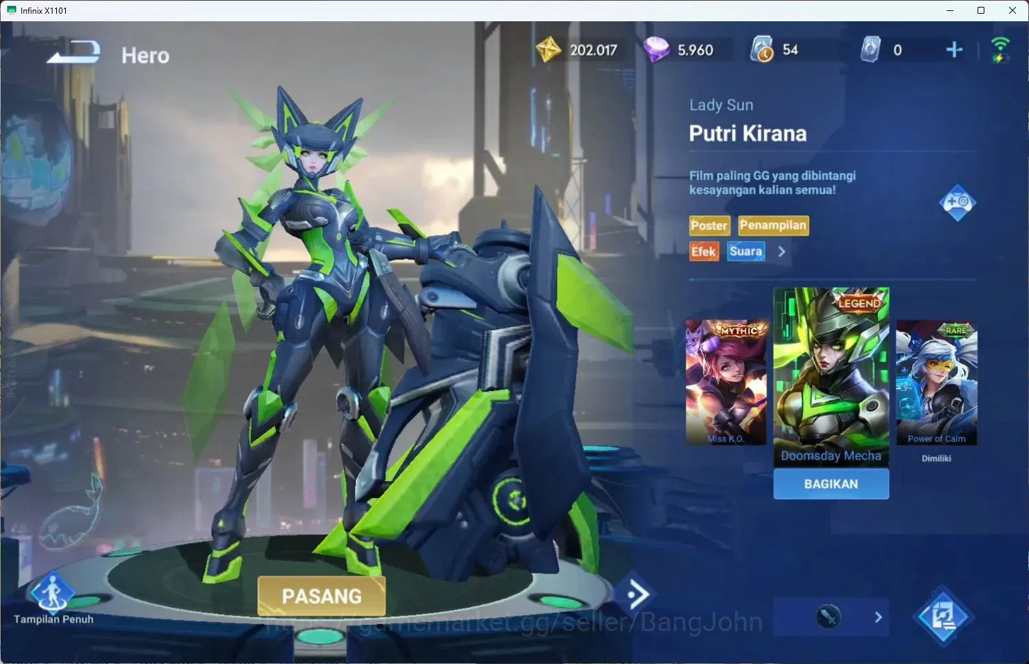 Honor of Kings Accounts Global|112H 152S|Legend Lady Sun,LNY2024 Da Qiao,E image 2