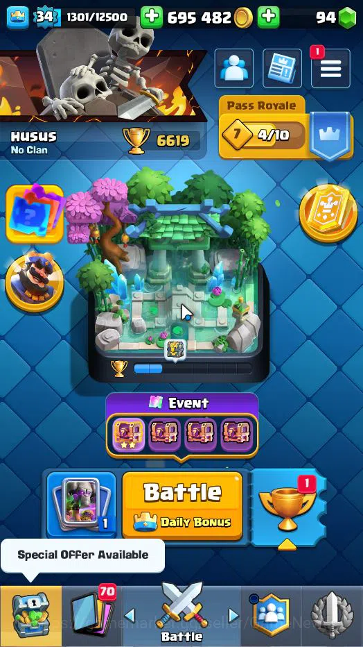 Clash Royale Accounts Lv 34|Trophy 6619|KTL 12|Card 116| 2 HERO 6 EVO 5 image 1