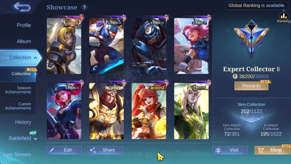 Mobile Legends: Bang Bang Accounts Collector Hero 110|Skin 202|Natalia CC,(Saber,Johnson,Layla,Rafaela)SABER,Tigreal 2