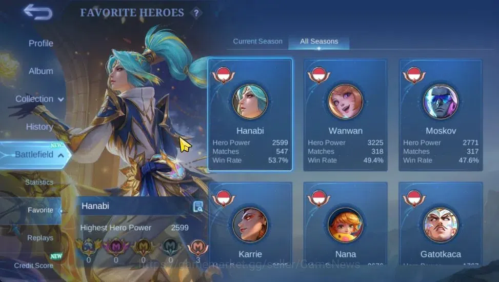 Mobile Legends: Bang Bang Accounts Collector Hero 110|Skin 202|Natalia CC,(Saber,Johnson,Layla,Rafaela)SABER,Tigreal 4