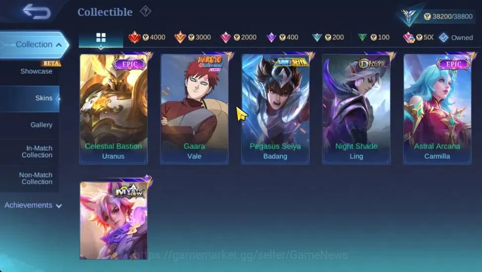 Mobile Legends: Bang Bang Accounts Collector Hero 110|Skin 202|Natalia CC,(Saber,Johnson,Layla,Rafaela)SABER,Tigreal 8