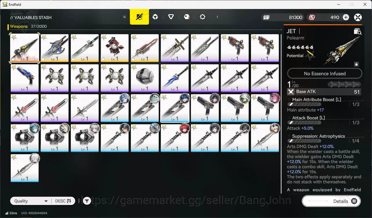 Arknights: Endfield Accounts Starter Skip Tutor | Asia | Yvonne DETAIL  check S image 3