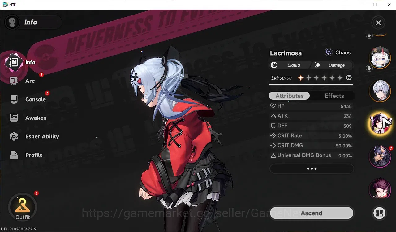 Neverness to Everness Accounts GLOBAL AMERICA|HL 16|TL 2|5 SSR 2 Limited Hotori+S image 2